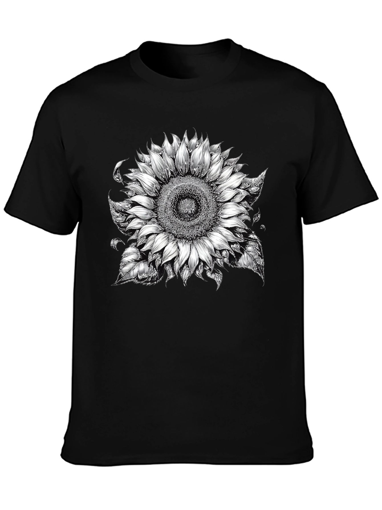 Sunflower Graphic T-Shirt - Black Cotton Blend