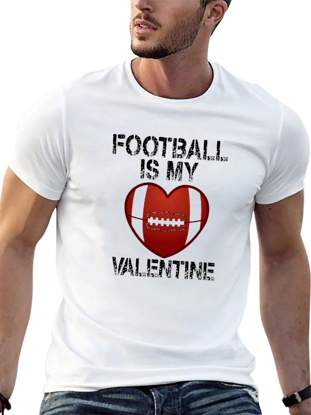 Football Is My Valentine Graphic Tee