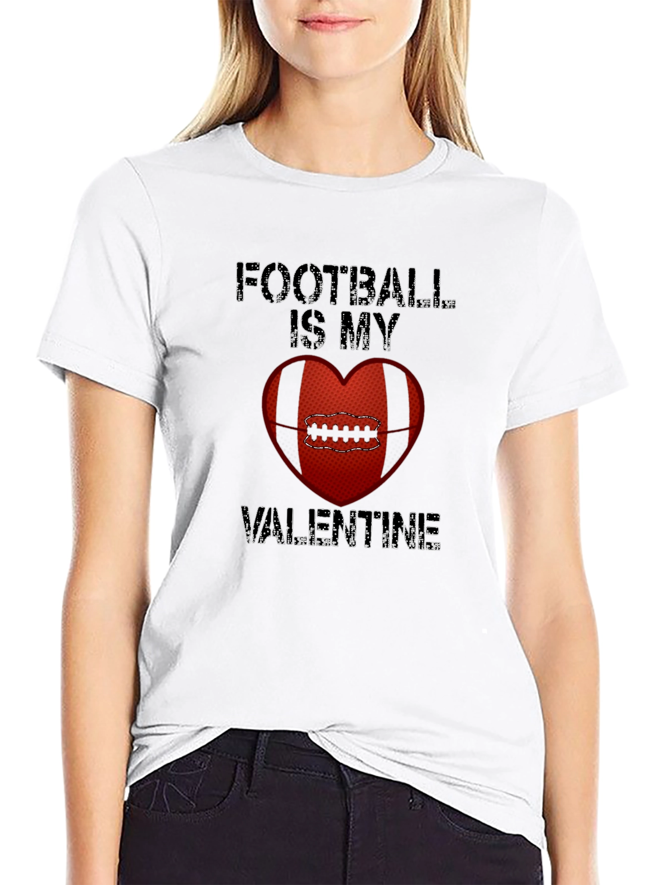 Football Is My Valentine Graphic Tee
