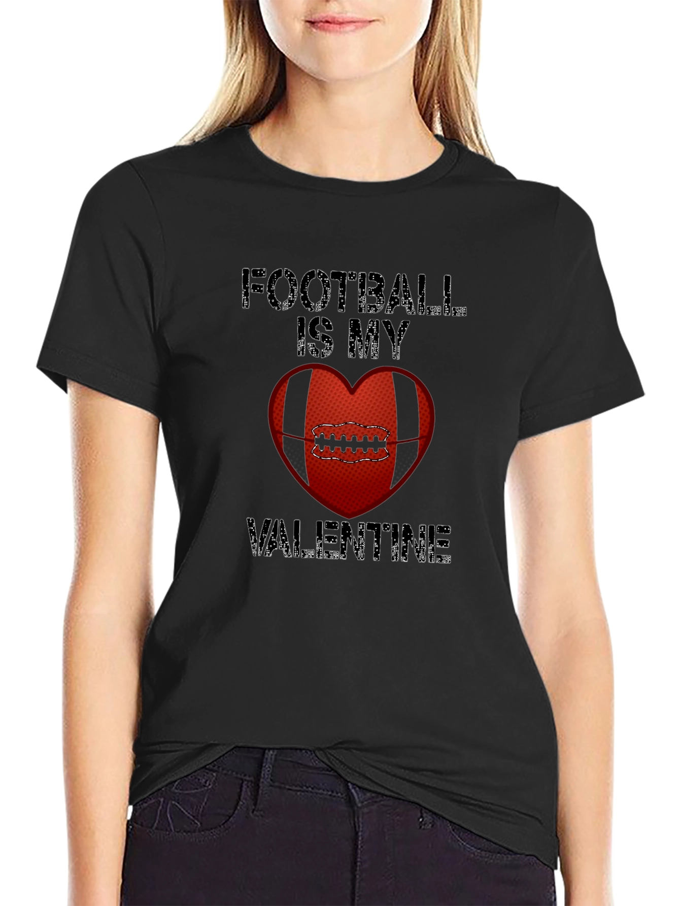 Football Is My Valentine Graphic Tee