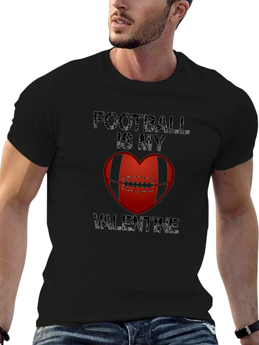 Football Is My Valentine Graphic Tee
