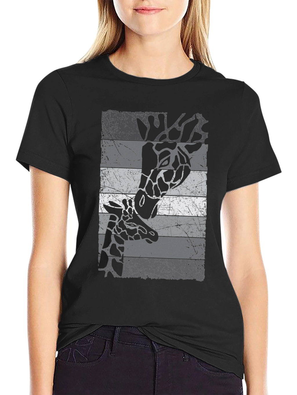 Giraffe Graphic Print Crew Neck T-Shirt