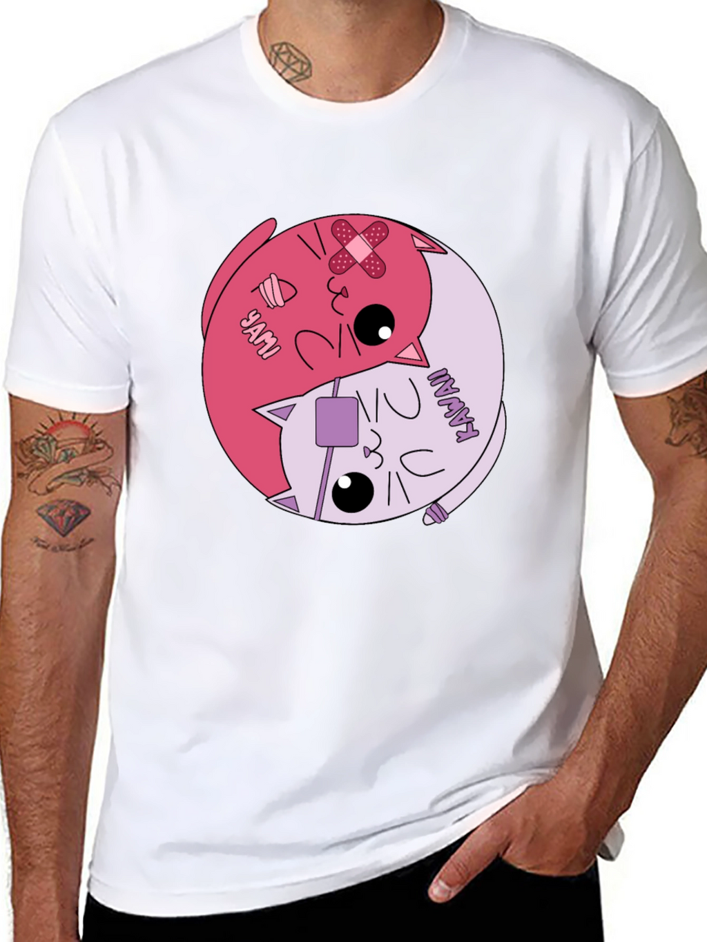 Yami Kawaii Yin Yang Cat Graphic Tee