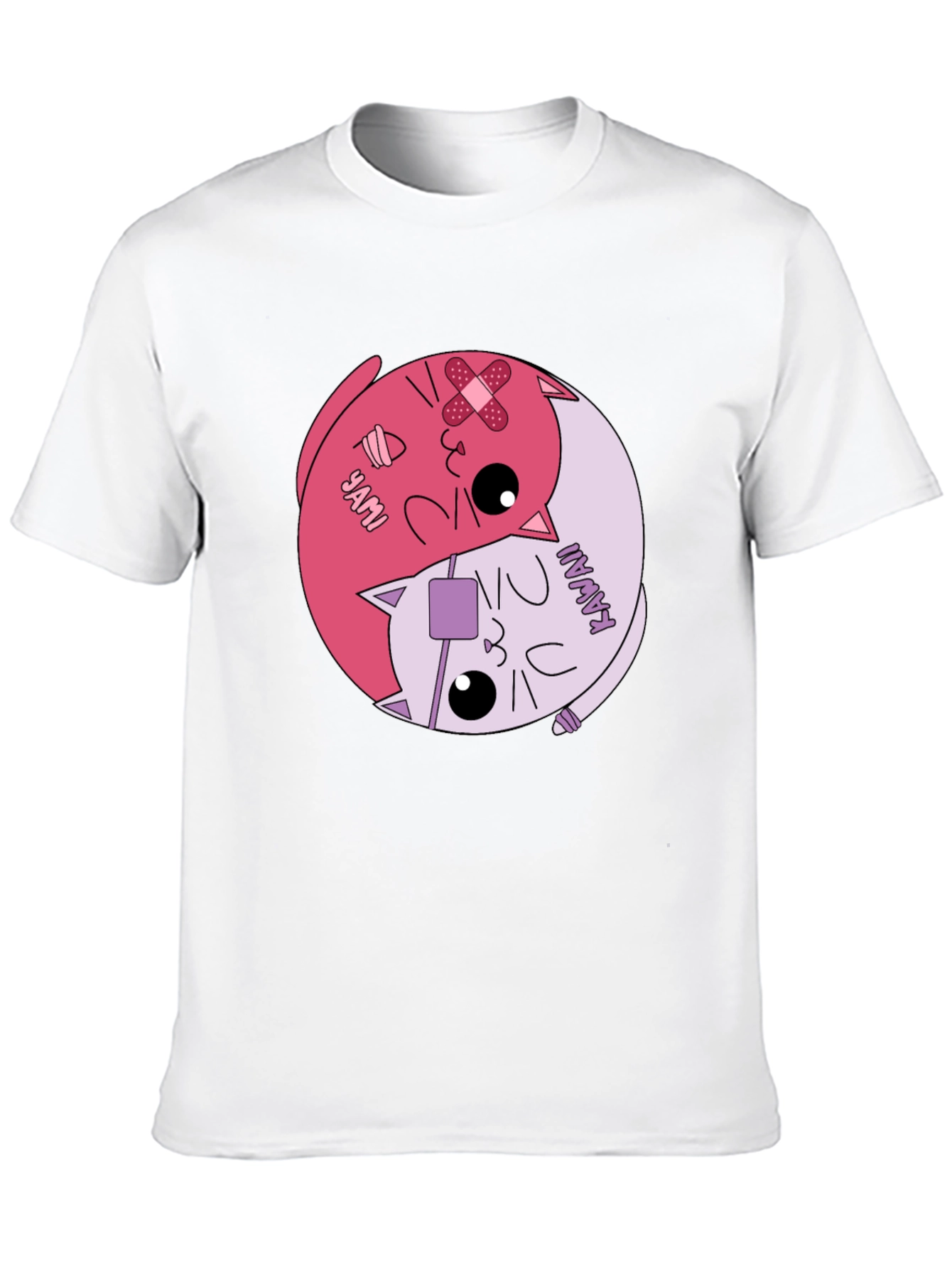 Yami Kawaii Yin Yang Cat Graphic Tee