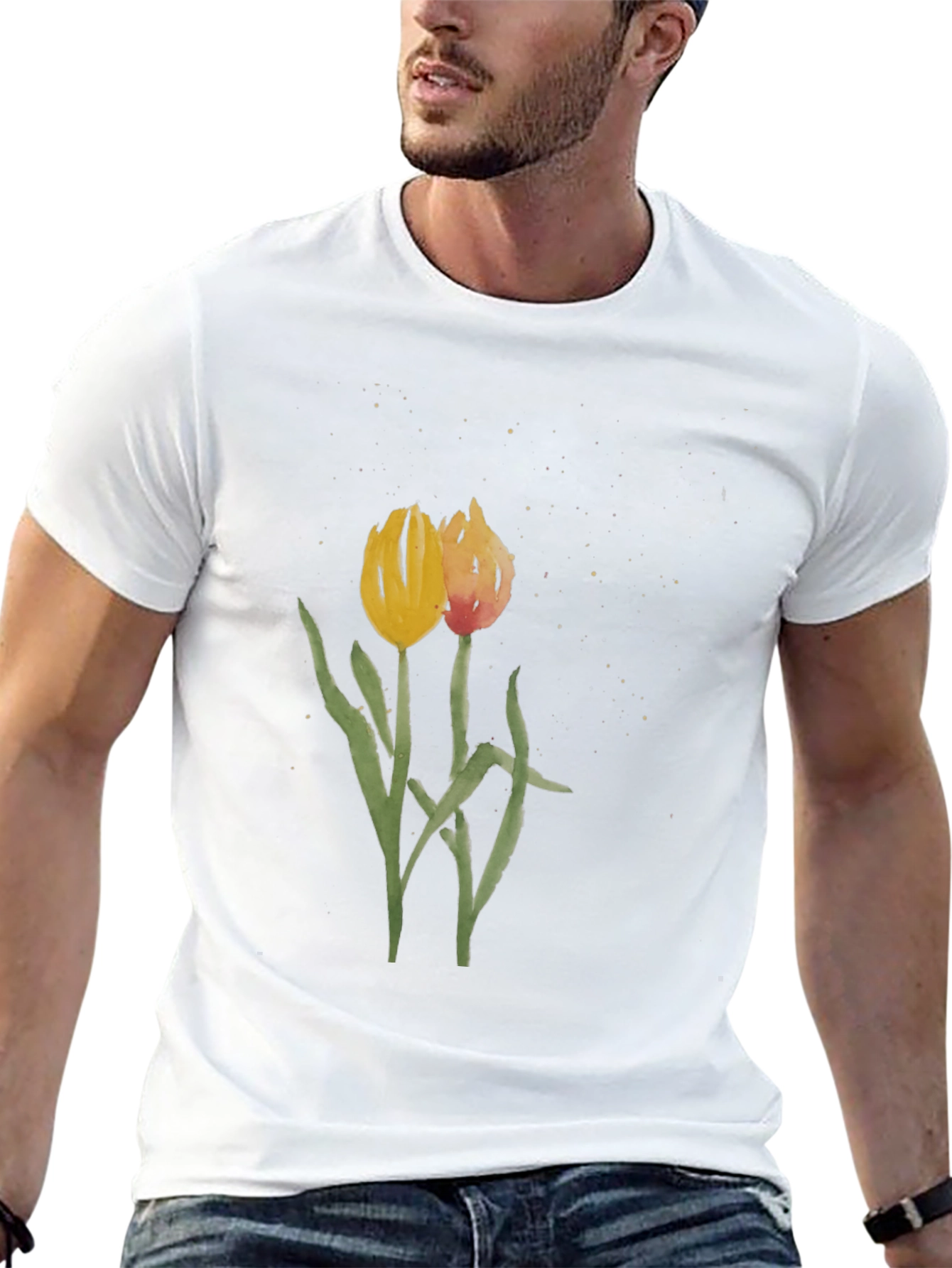 Floral Tulip Graphic Tee - Stylish Unisex Shirt