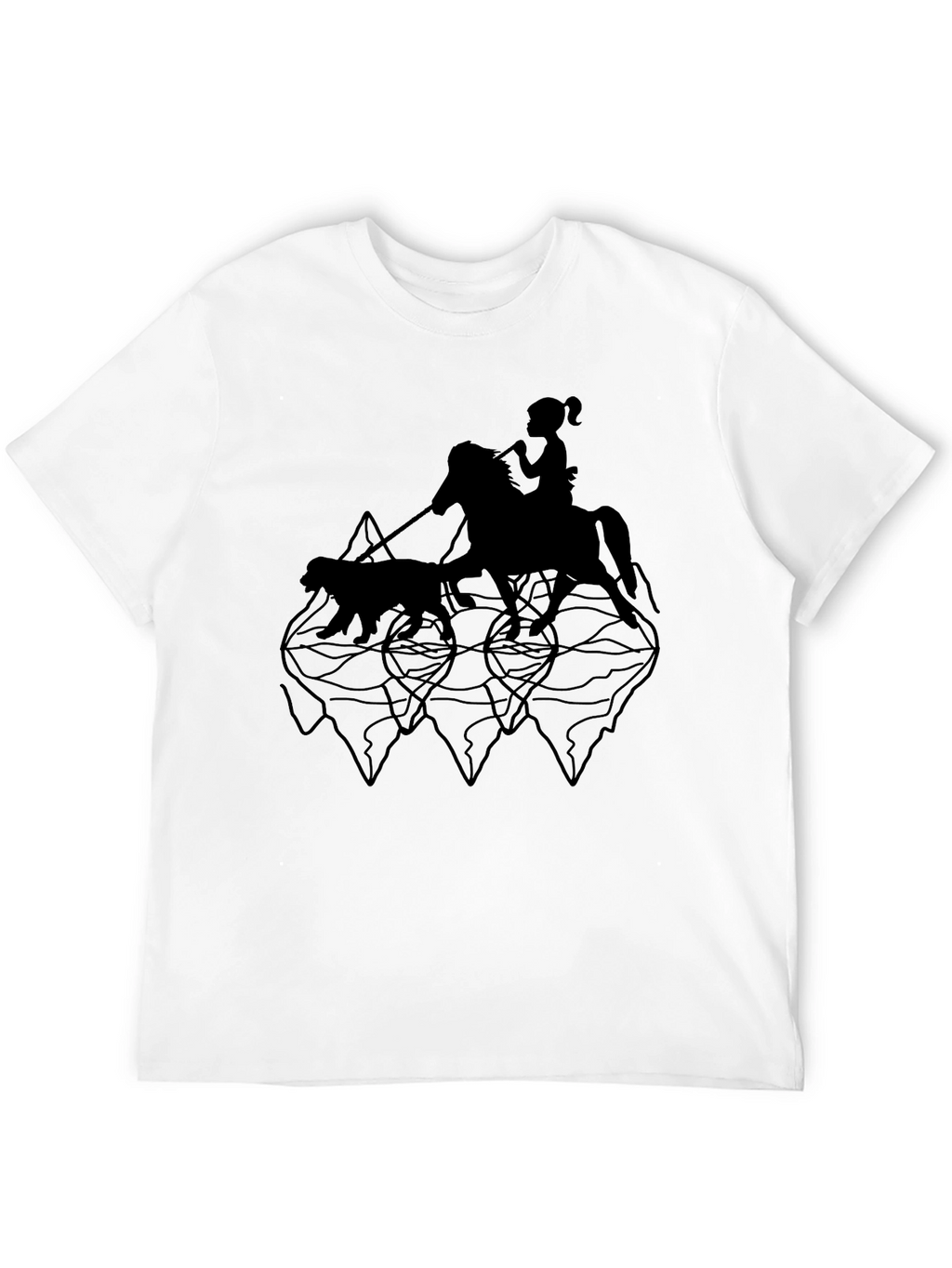 Black Graphic Tee - Horse Rider & Dog