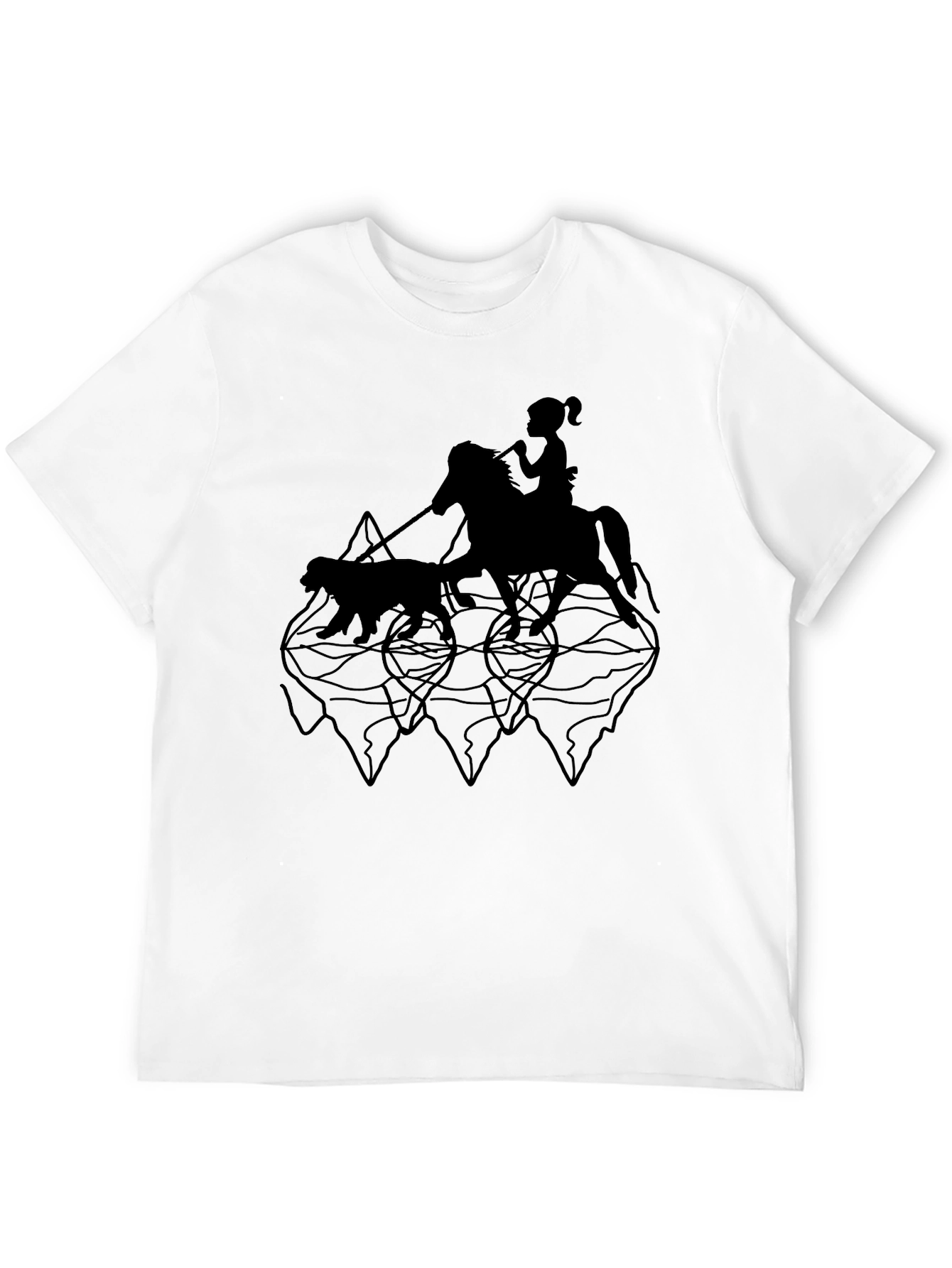 Black Graphic Tee - Horse Rider & Dog