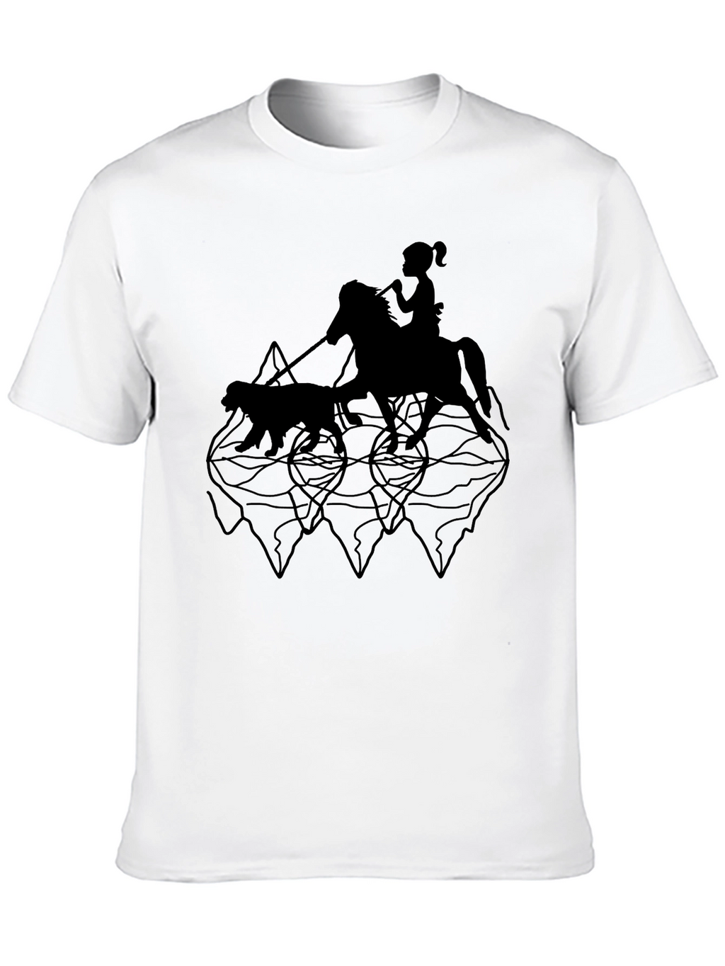 Black Graphic Tee - Horse Rider & Dog