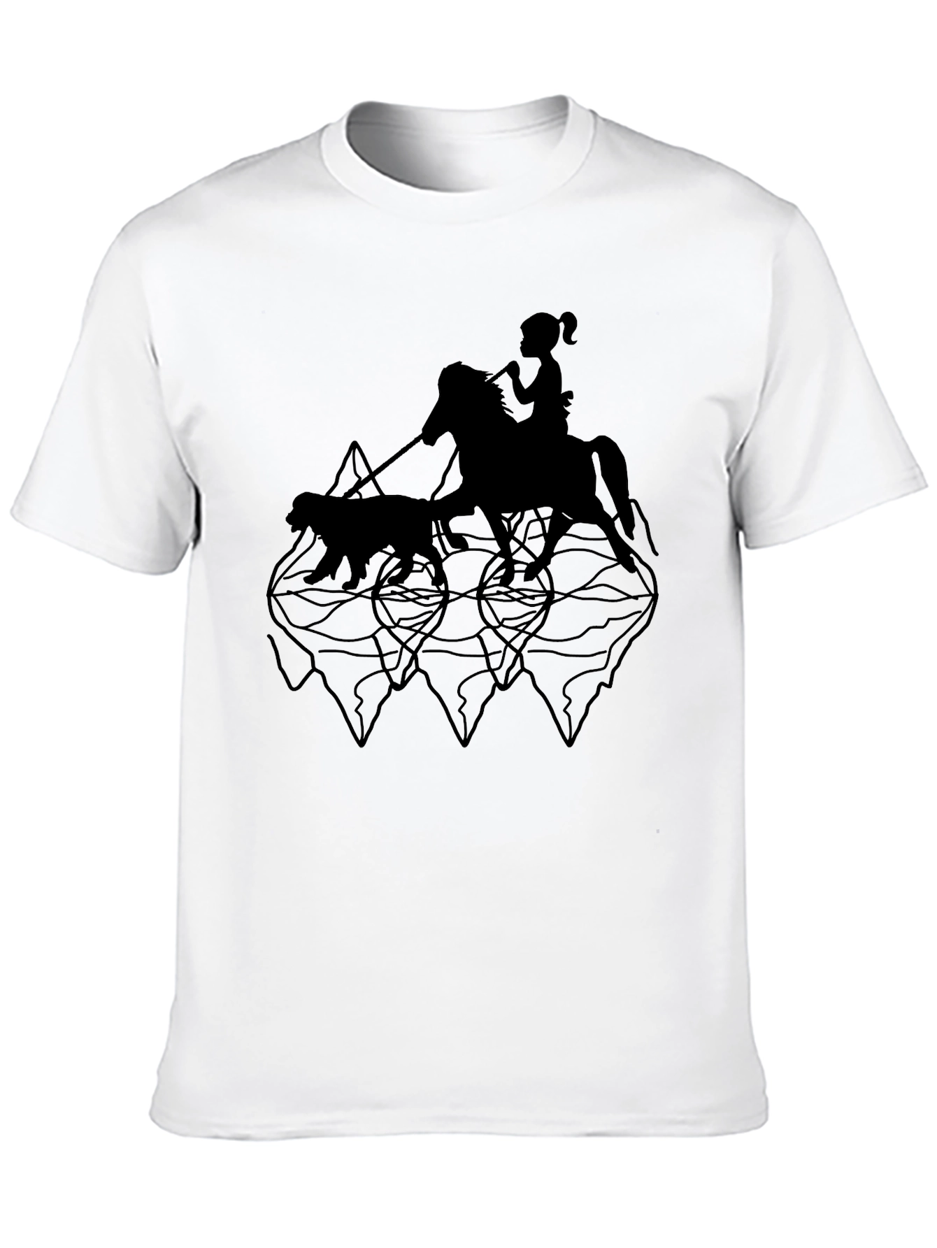 Black Graphic Tee - Horse Rider & Dog