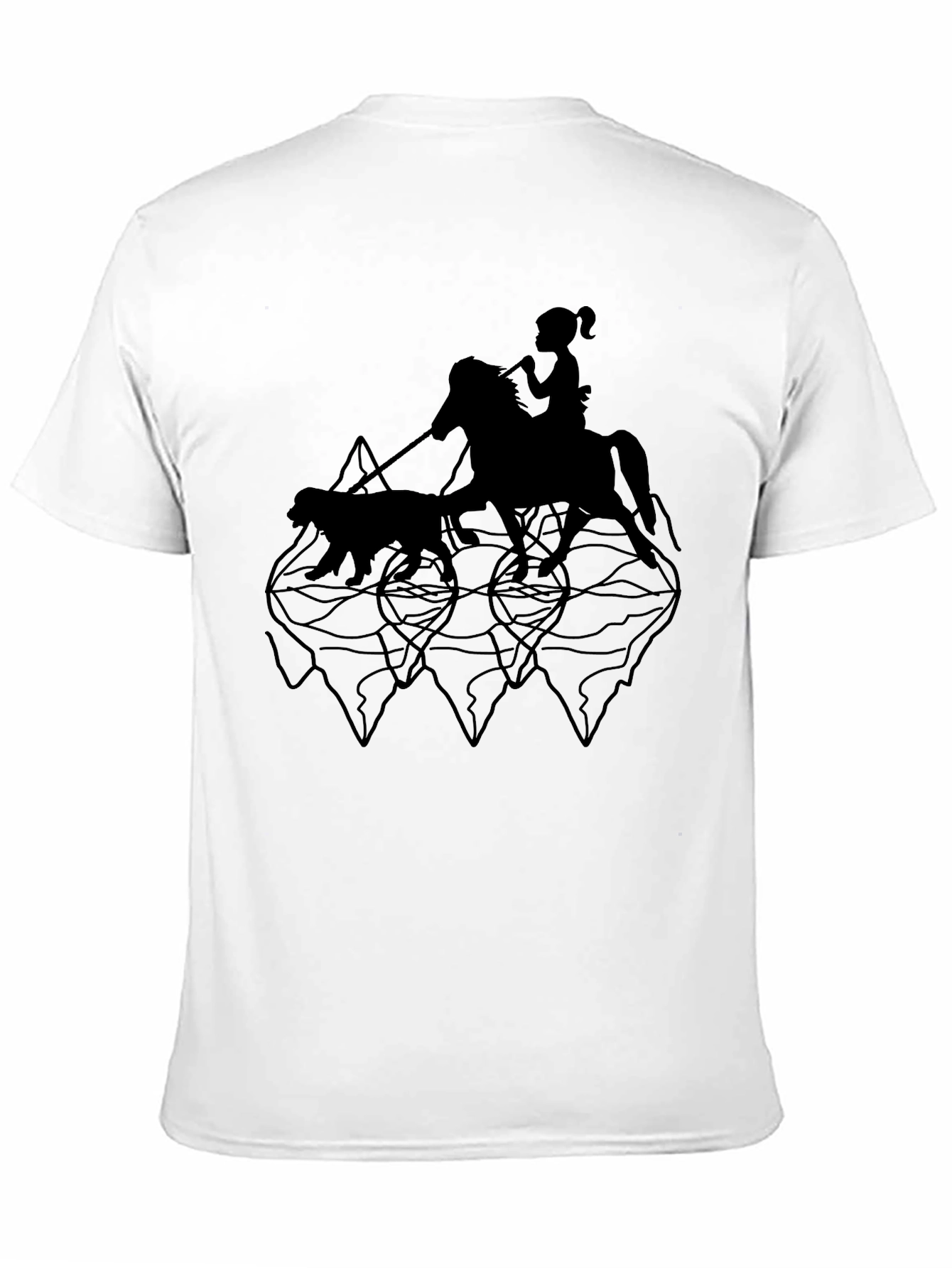 Black Graphic Tee - Horse Rider & Dog