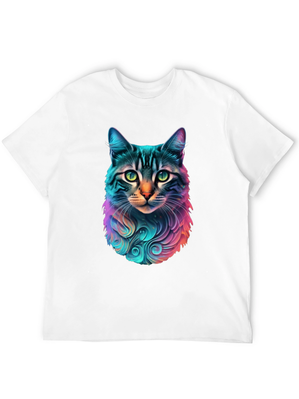 Vibrant Cat Graphic Black T-Shirt