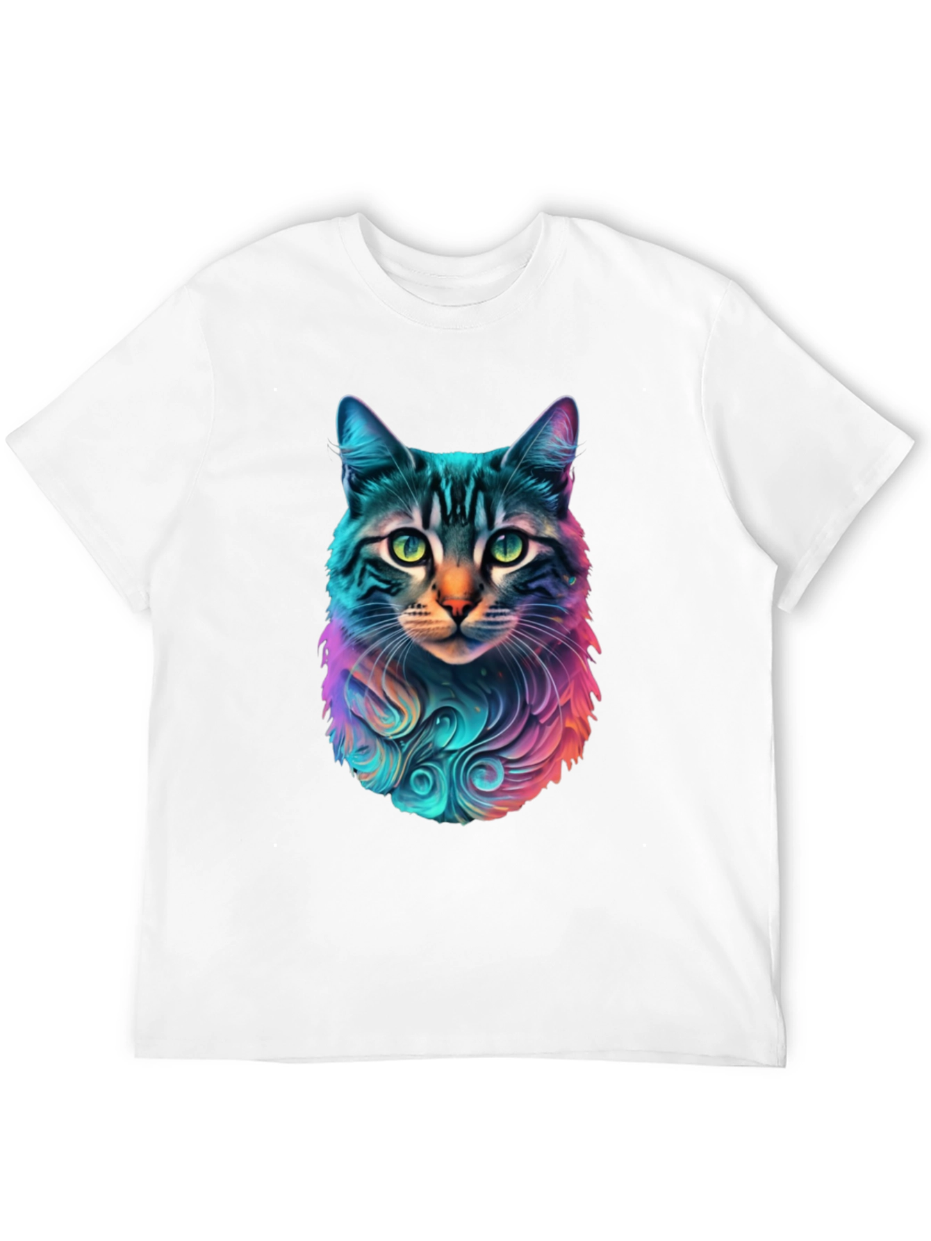 Vibrant Cat Graphic Black T-Shirt