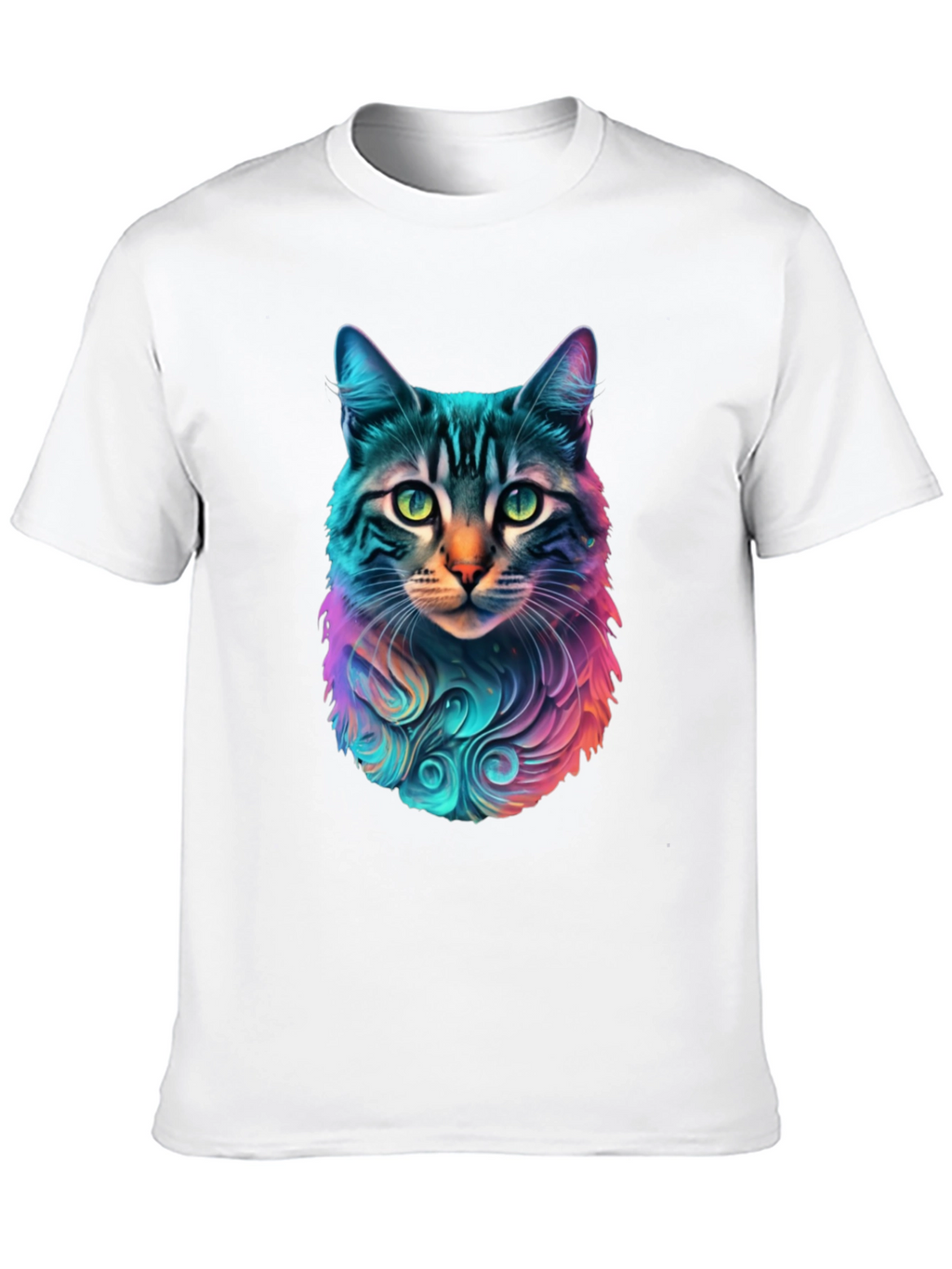 Vibrant Cat Graphic Black T-Shirt