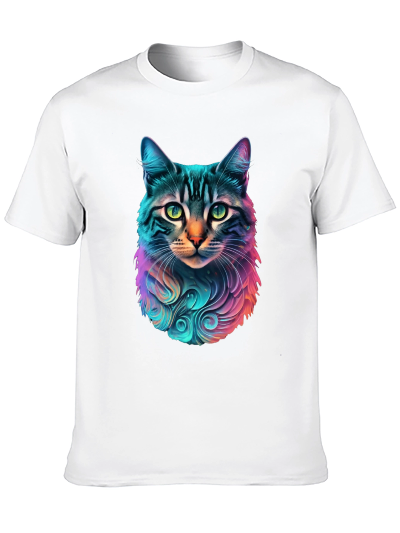 Vibrant Cat Graphic Black T-Shirt