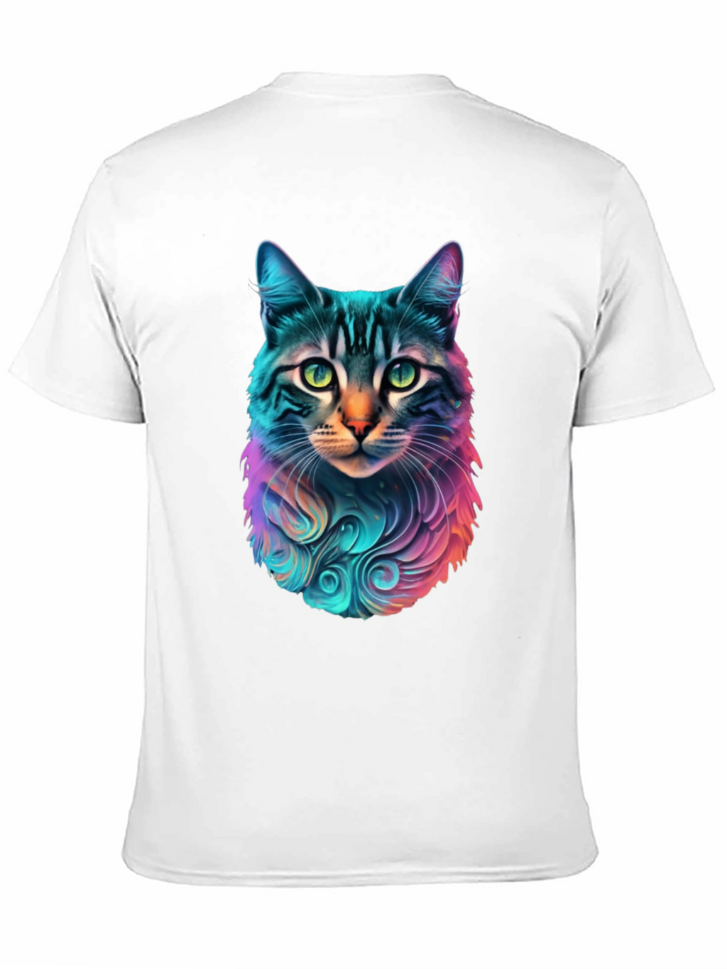 Vibrant Cat Graphic Black T-Shirt