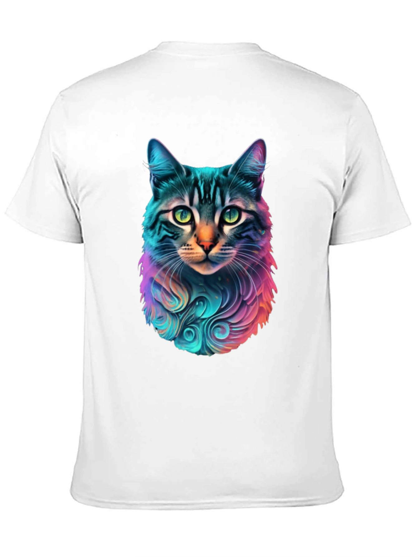 Vibrant Cat Graphic Black T-Shirt
