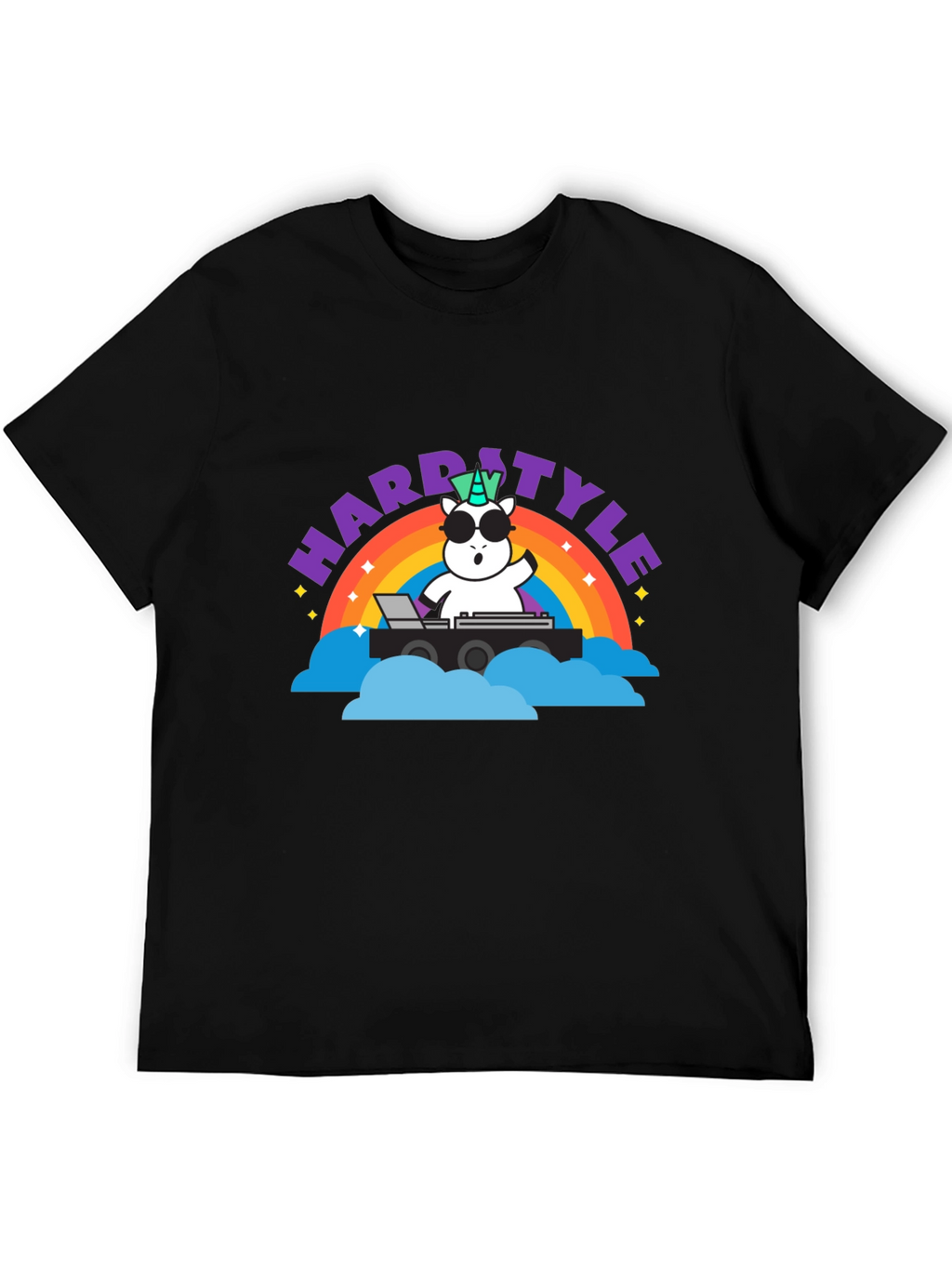 Hardstyle Unicorn DJ Rainbow T-Shirt
