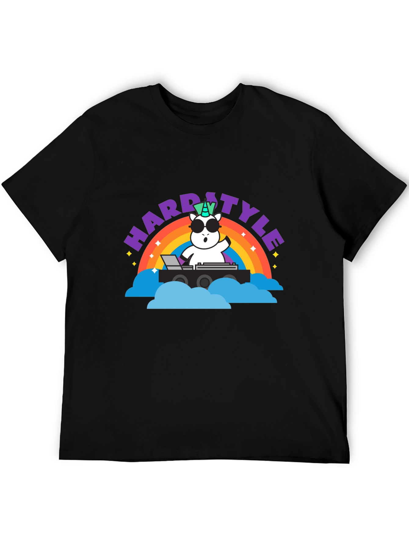 Hardstyle Unicorn DJ Rainbow T-Shirt