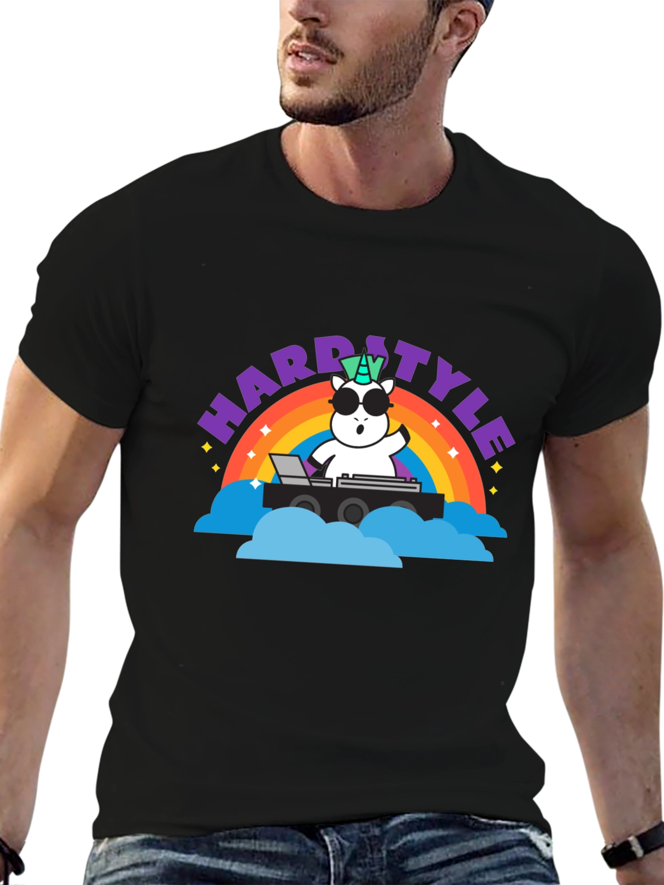Hardstyle Unicorn DJ Rainbow T-Shirt