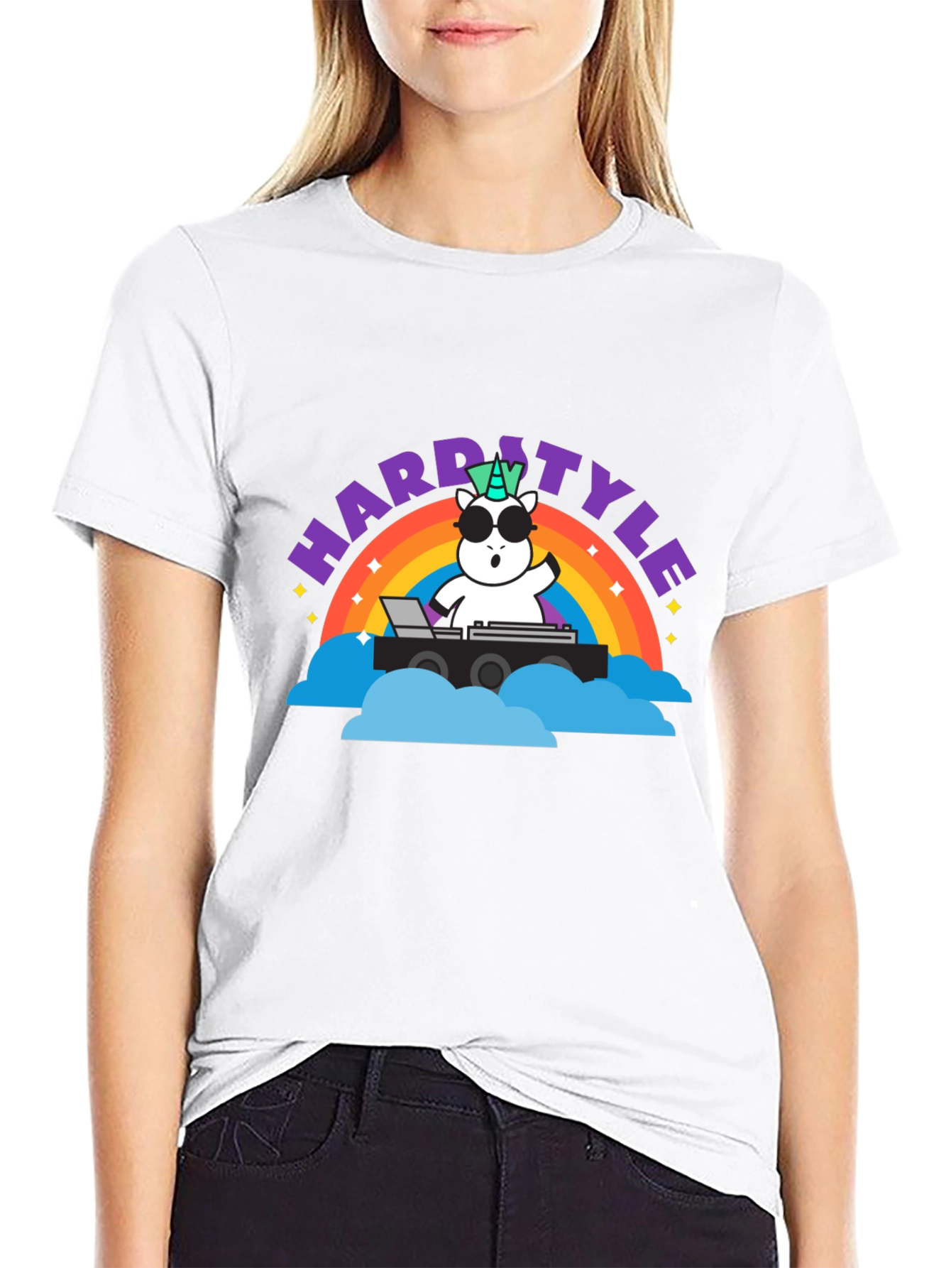 Hardstyle Unicorn DJ Rainbow T-Shirt