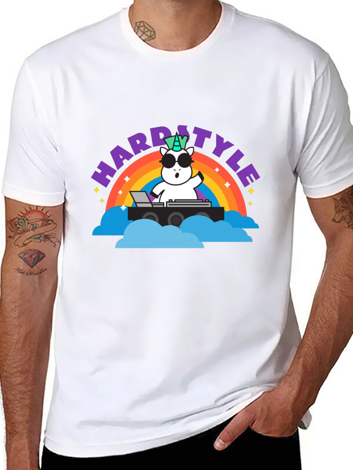 Hardstyle Unicorn DJ Rainbow T-Shirt