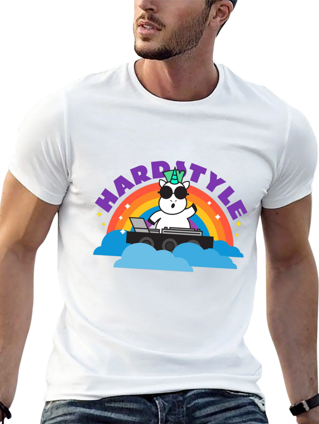 Hardstyle Unicorn DJ Rainbow T-Shirt