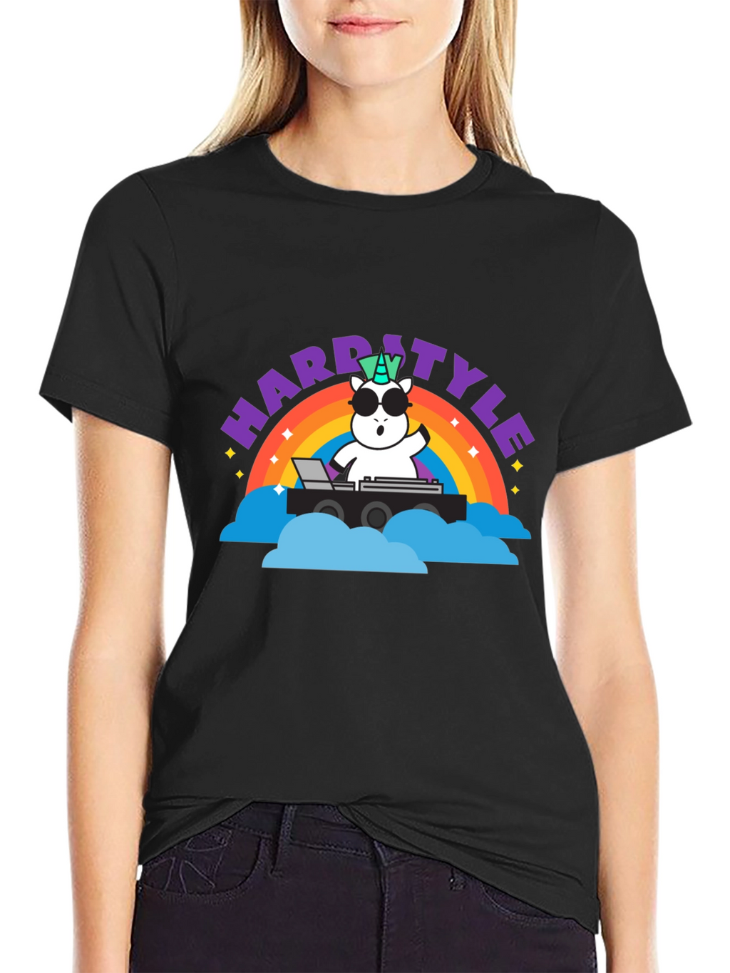 Hardstyle Unicorn DJ Rainbow T-Shirt