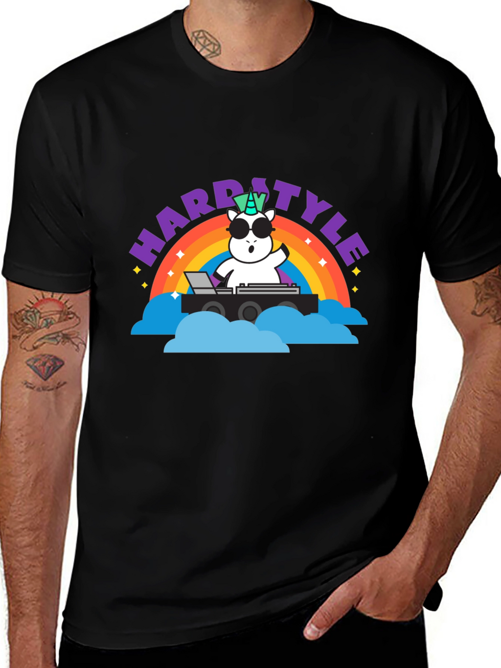Hardstyle Unicorn DJ Rainbow T-Shirt