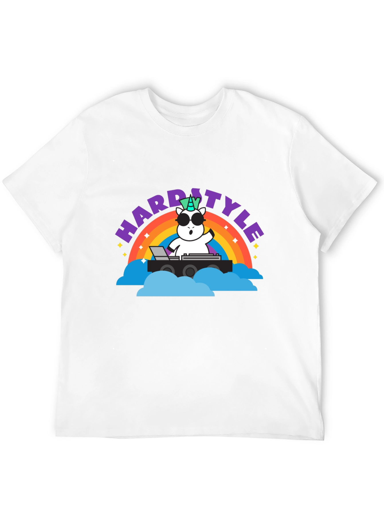 Hardstyle Unicorn DJ Rainbow T-Shirt