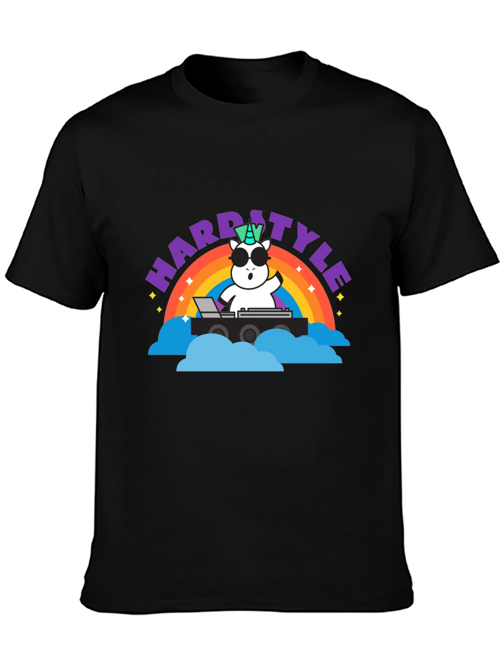 Hardstyle Unicorn DJ Rainbow T-Shirt
