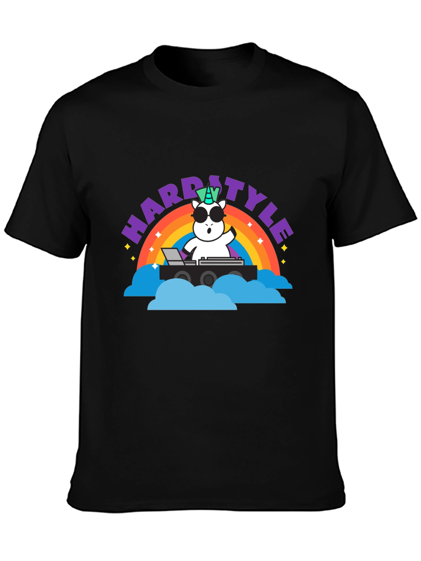 Hardstyle Unicorn DJ Rainbow T-Shirt