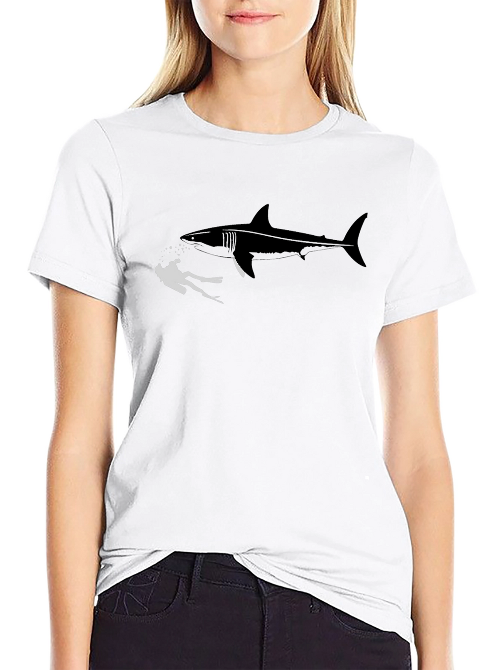 Shark & Diver Black Graphic T-Shirt