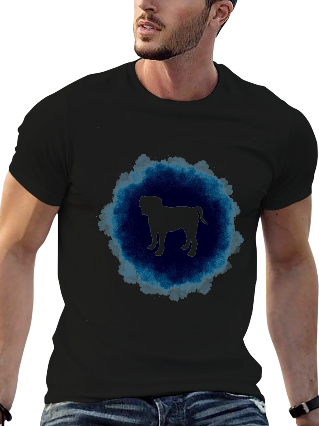 Dog Silhouette Graphic Tee - Mens Black T-Shirt