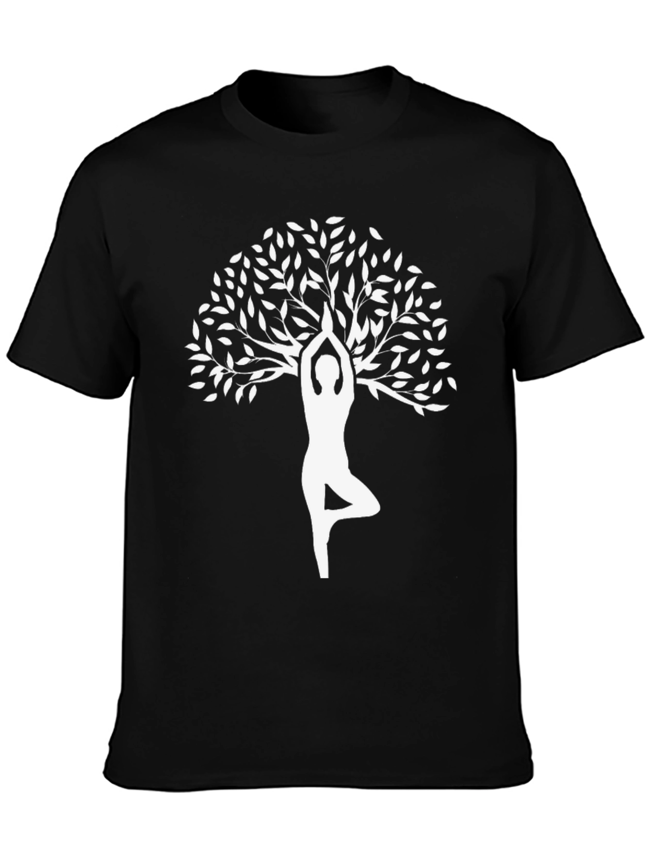 Yoga Tree Pose Black T-Shirt