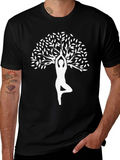 Yoga Tree Pose Black T-Shirt