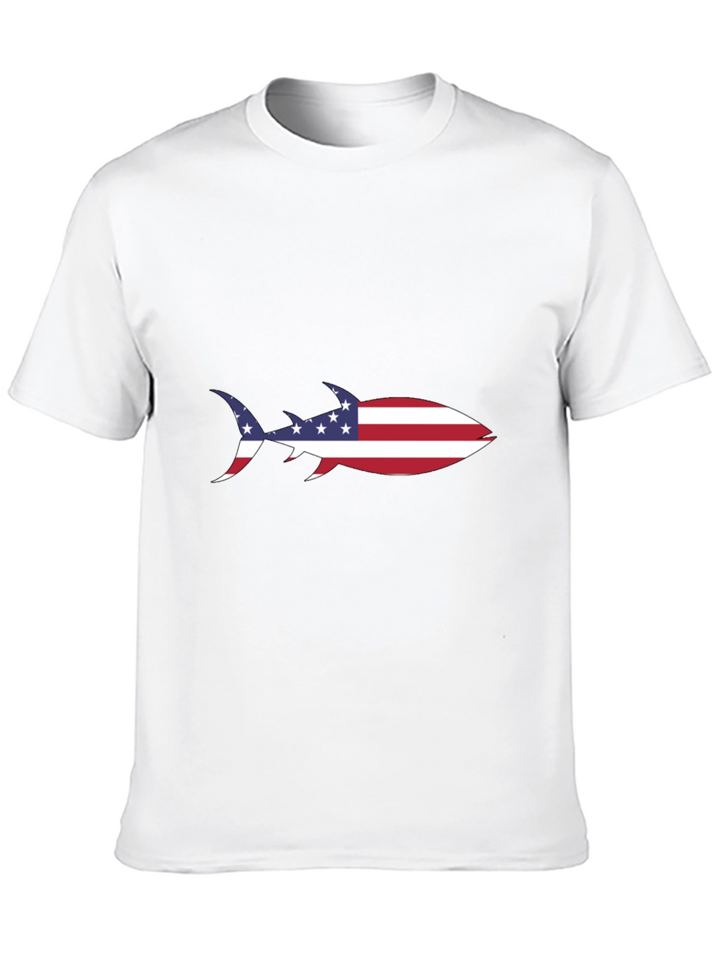 American Flag Shark Black T-Shirt