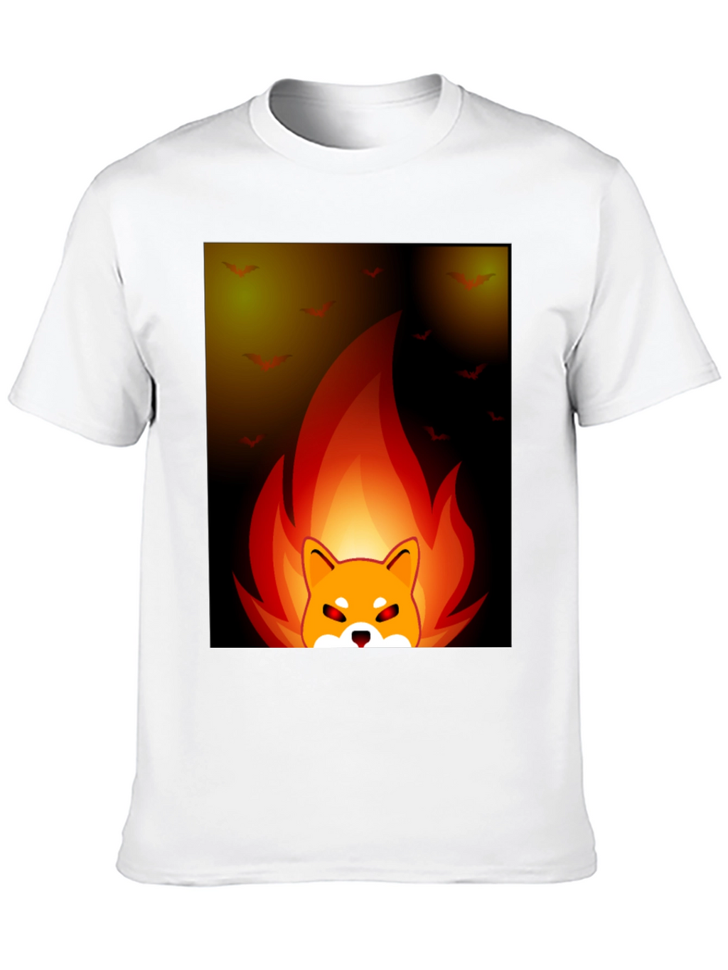 Fiery Shiba Inu Graphic Tee - Black Cotton Blend