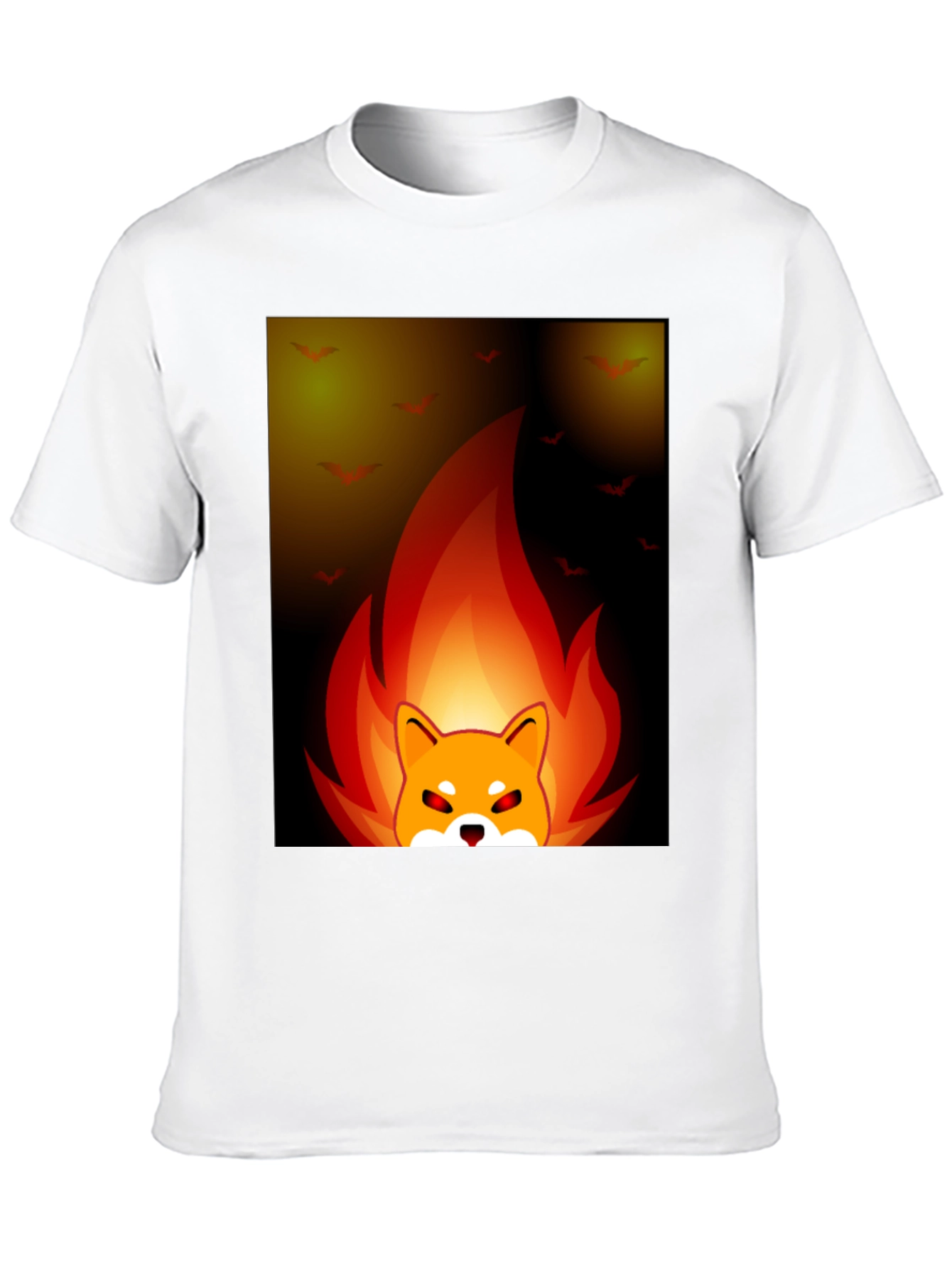 Fiery Shiba Inu Graphic Tee - Black Cotton Blend