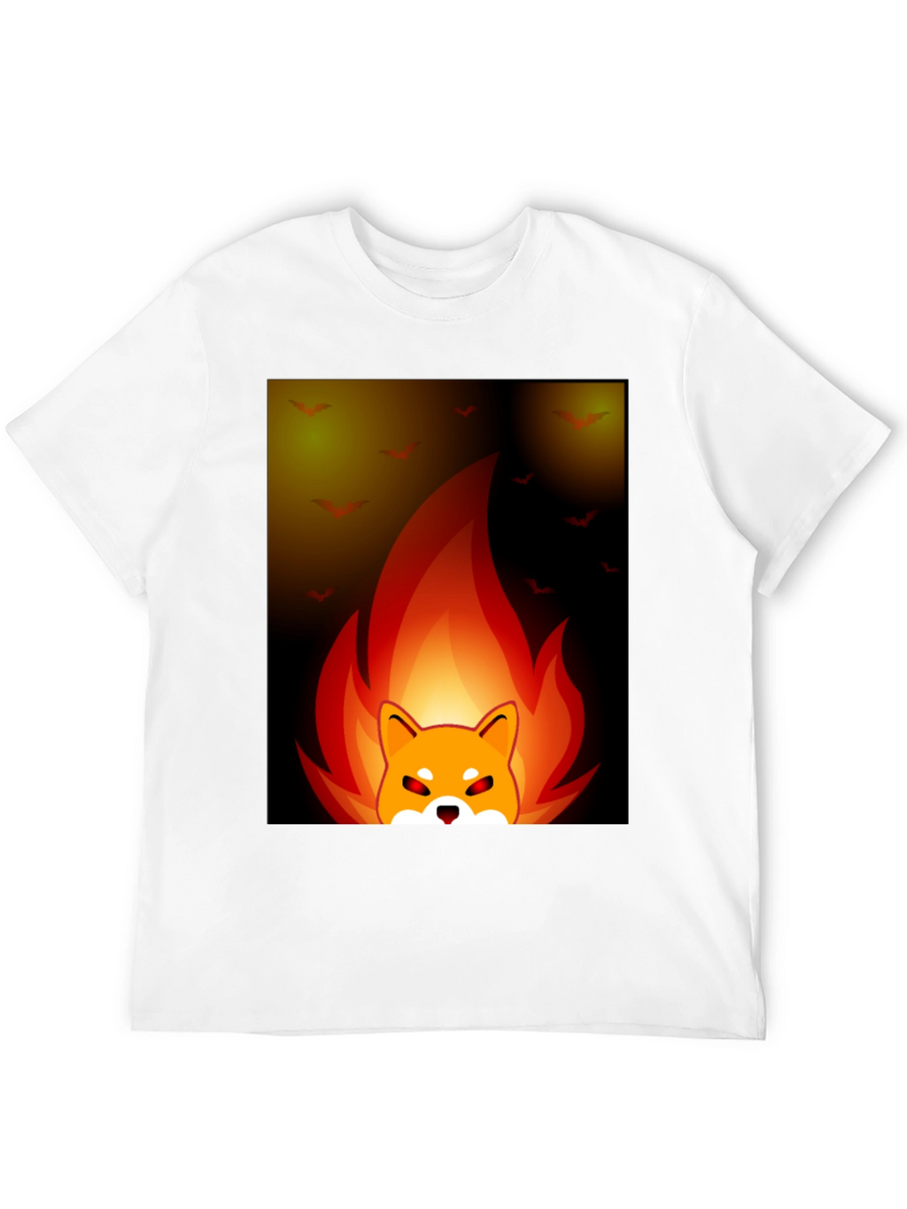 Fiery Shiba Inu Graphic Tee - Black Cotton Blend