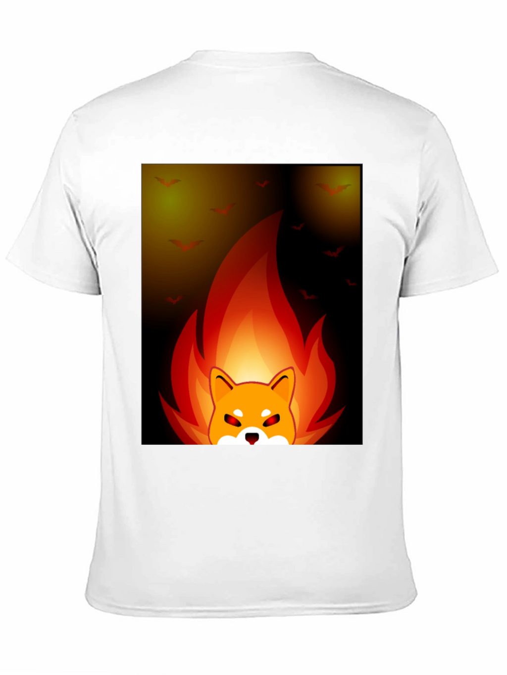 Fiery Shiba Inu Graphic Tee - Black Cotton Blend