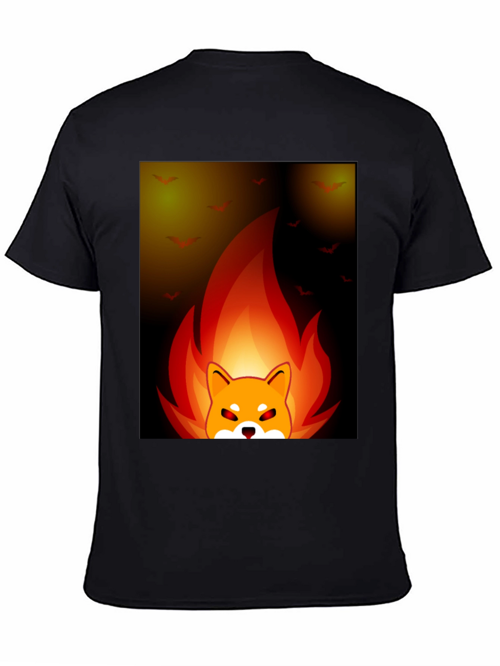 Fiery Shiba Inu Graphic Tee - Black Cotton Blend