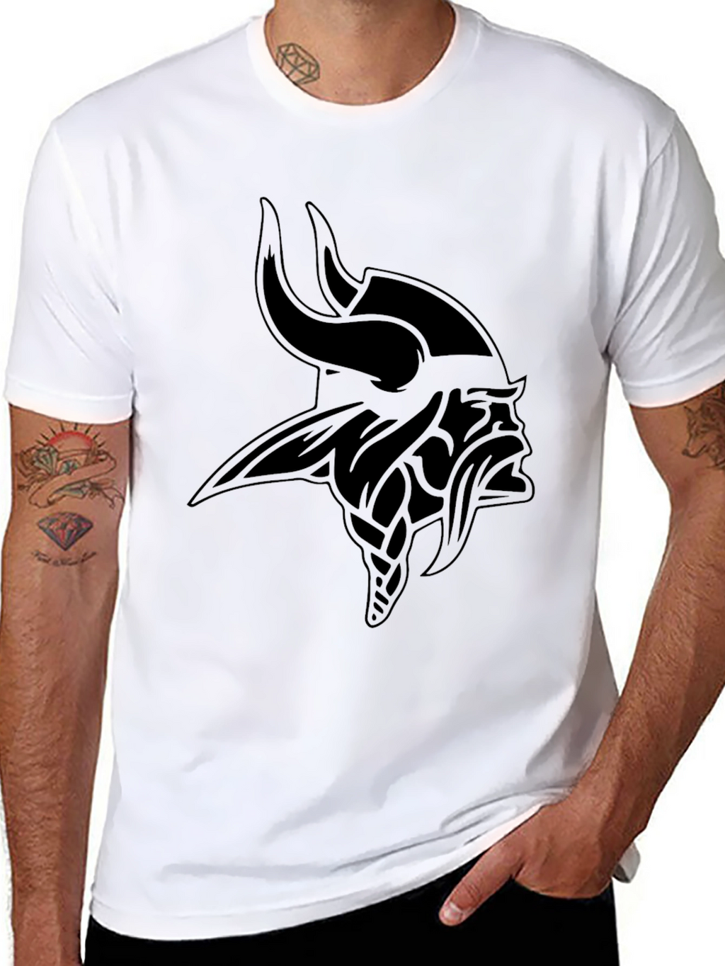 Vikings Graphic T-Shirt - Black Crew Neck