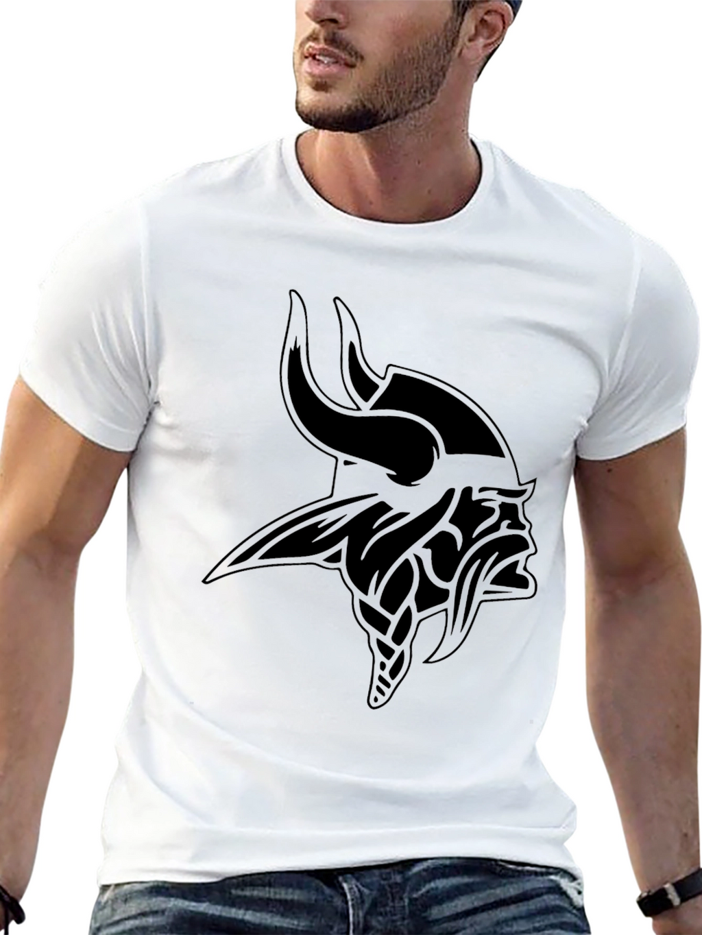 Vikings Graphic T-Shirt - Black Crew Neck