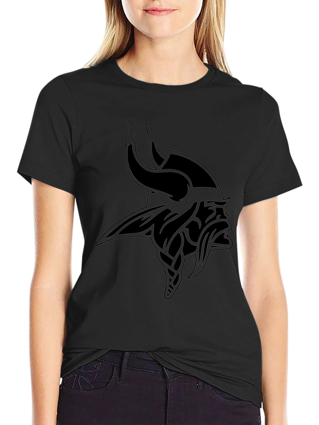 Vikings Graphic T-Shirt - Black Crew Neck