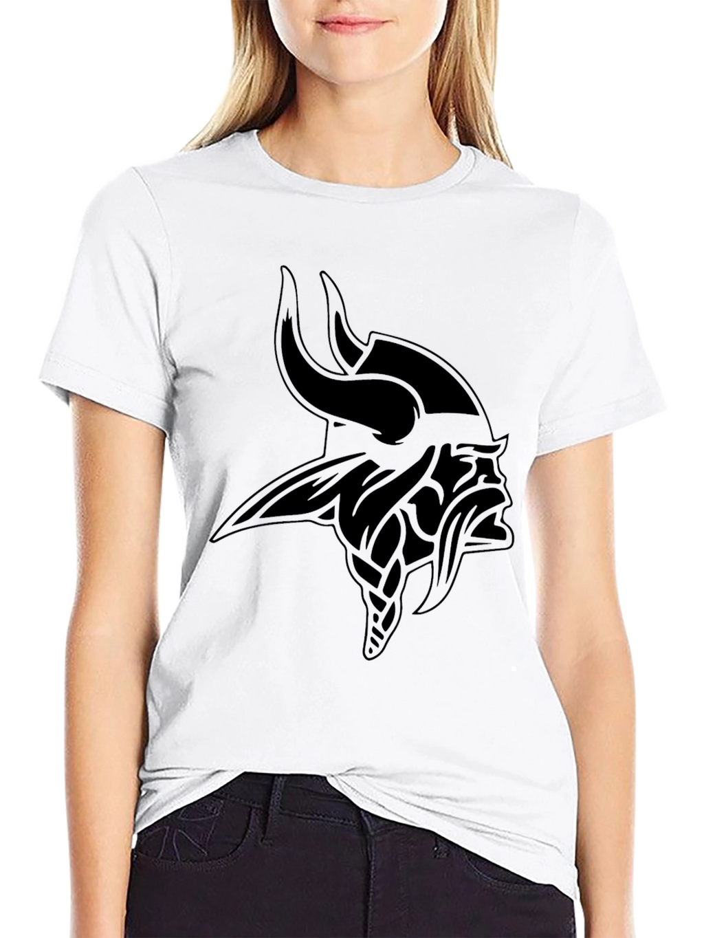 Vikings Graphic T-Shirt - Black Crew Neck