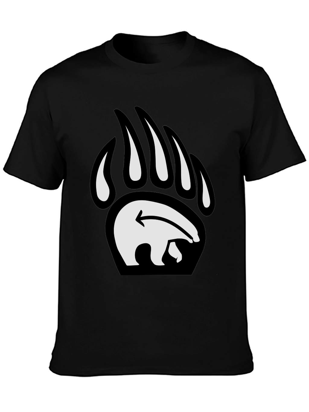 Bear Paw Print Graphic Tee - Black