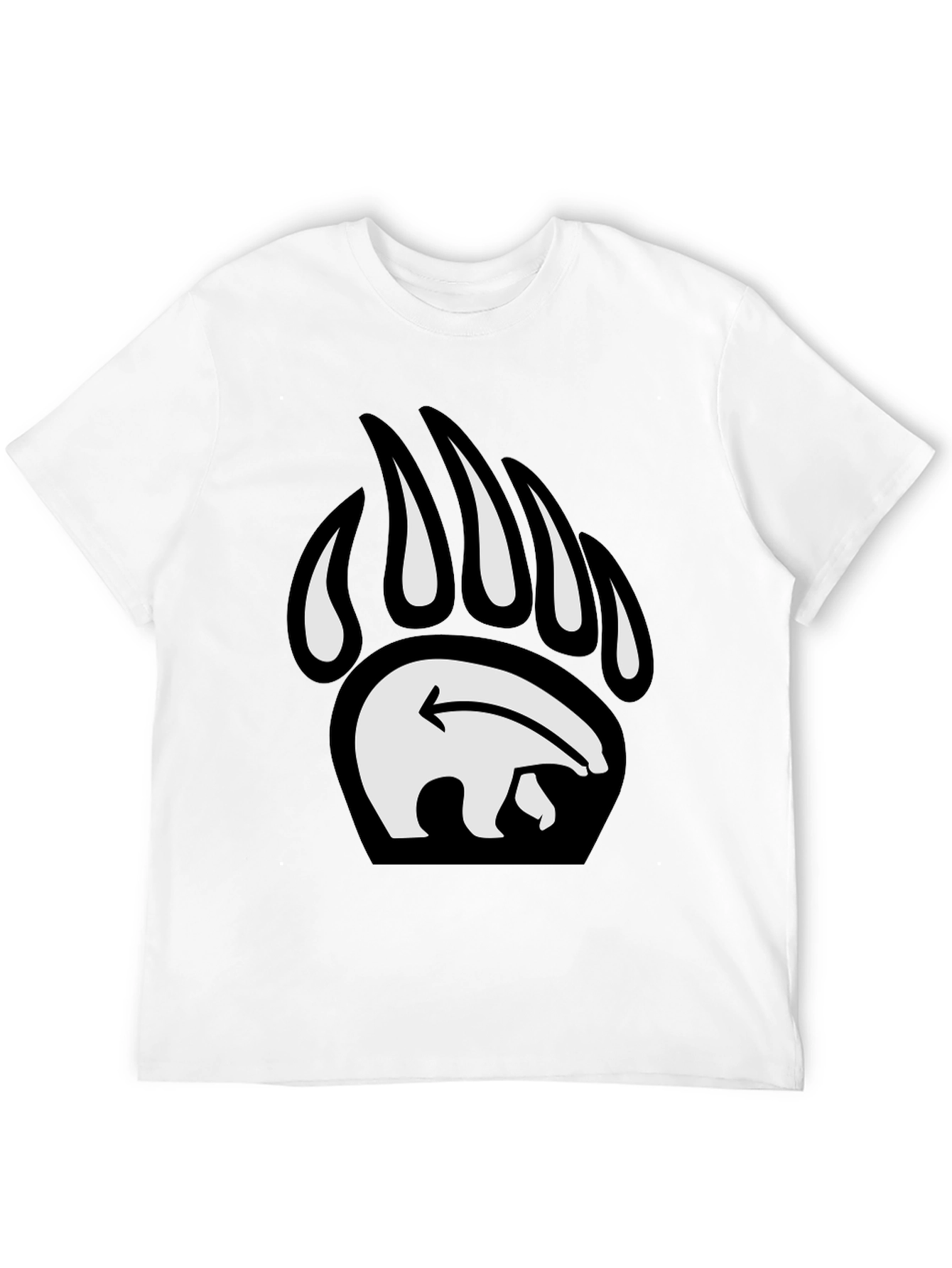 Bear Paw Print Graphic Tee - Black