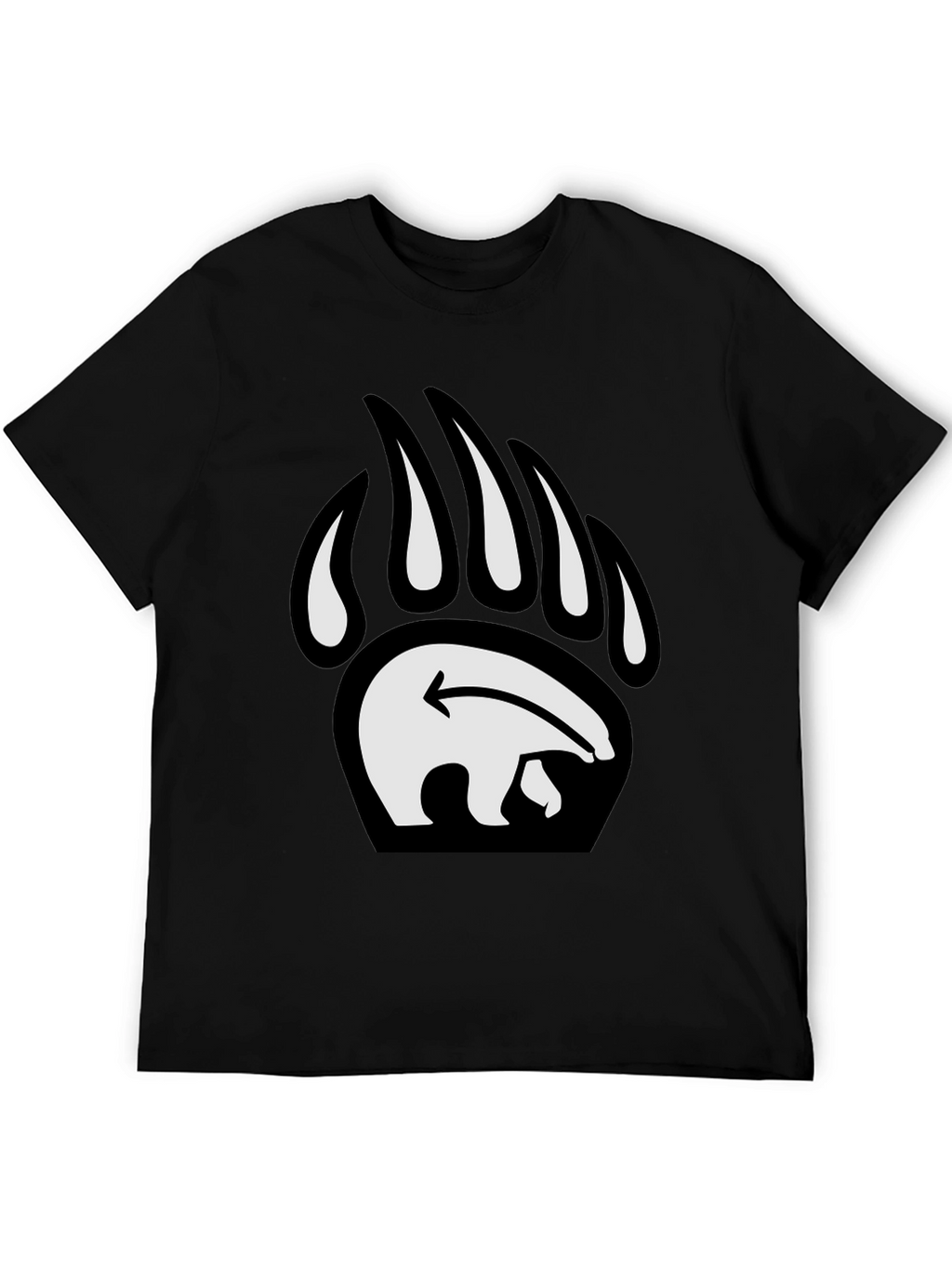 Bear Paw Print Graphic Tee - Black
