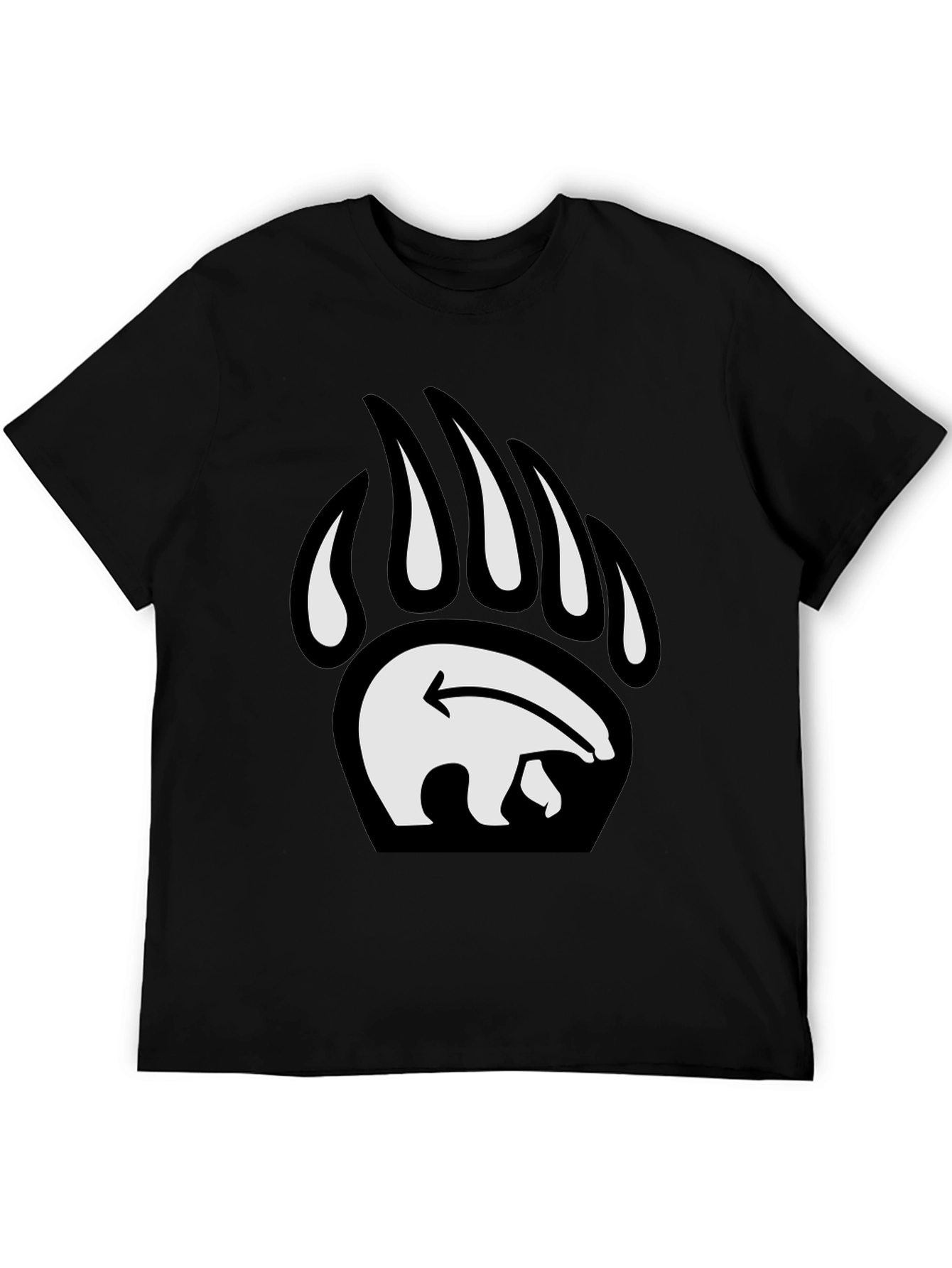 Bear Paw Print Graphic Tee - Black