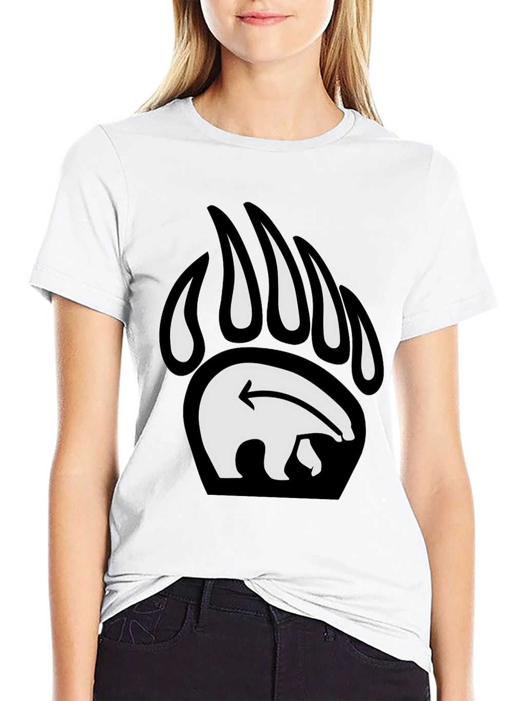Bear Paw Print Graphic Tee - Black